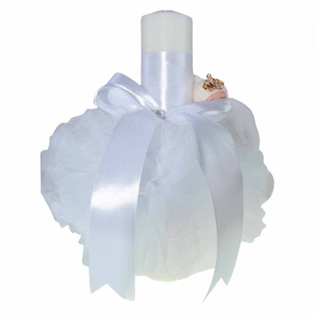 Lumanari botez - Lumanare pentru botez 32 x 7 cm Mini Junior L030623, Alb