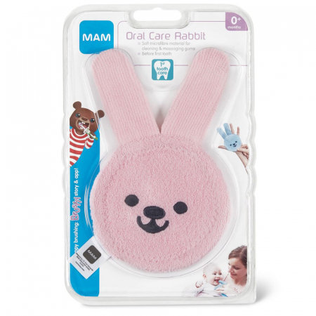 Manusa pentru masajul si curatarea gingiilor MAM Oral Care Rabbit 705663, Roz [3]
