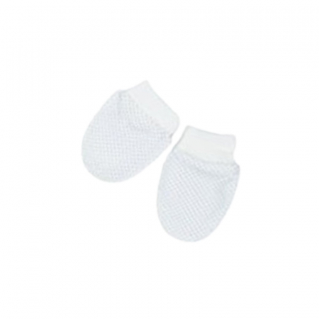 Manusi baieti - Manusi pentru nou-nascut, cu buline, Mini Junior MNS1408A, Alb