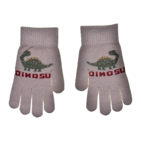 Manusi baieti - Manusi simple, cu dinozaur, pentru baieti, Mini Junior M3110C-3-4, Crem