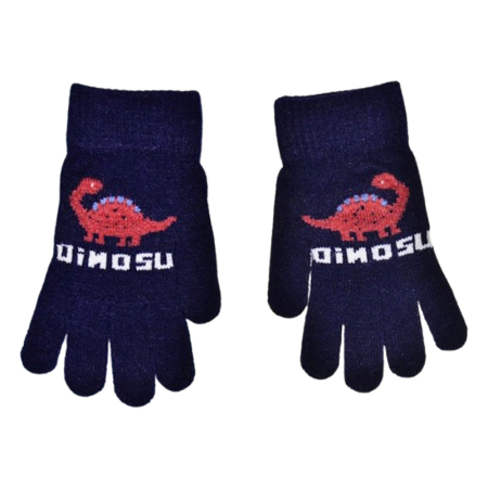Manusi baieti - Manusi simple, cu dinozaur, pentru baieti, Mini Junior M3110N-3-4, Bleumarin