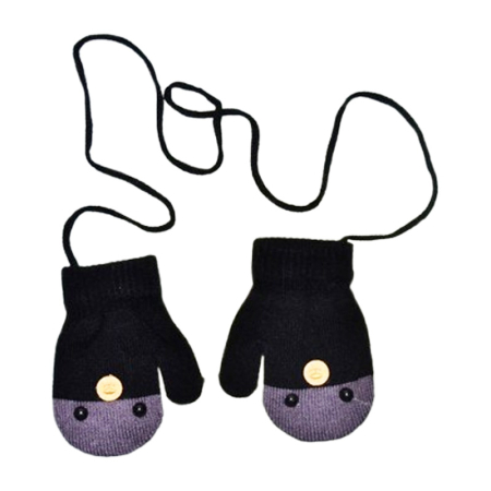 Manusi baieti - Manusi simple, cu snur pentru copii, Mini Junior MS3110-1, Negru