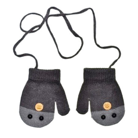 Manusi baieti - Manusi simple, cu snur pentru copii, Mini Junior MS3110G2-1, Gri