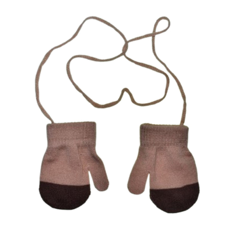 Manusi simple, cu snur pentru copii, Mini Junior MS3110M-1, Maro [1]