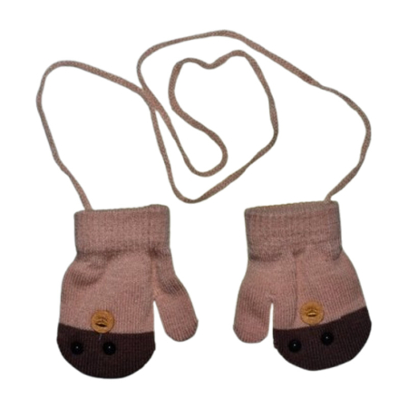 Manusi baieti - Manusi simple, cu snur pentru copii, Mini Junior MS3110M-1, Maro