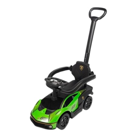 Masini si vehicule pentru copii - Masinuta copii, 3 in 1, cu maner de impins pentru parinti si bara de protectie, Lamborghini Essenza Toyz, 390116, Verde