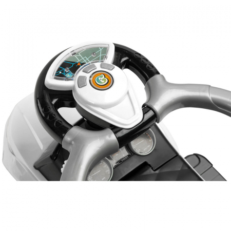 Masinuta copii 3 in 1, cu melodii, maner de impins pentru parinti si bara de protectie Toyz Sport Car 390031, Alb [6]
