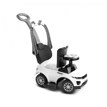 Masinuta copii 3 in 1, cu melodii, maner de impins pentru parinti si bara de protectie Toyz Sport Car 390031, Alb [4]