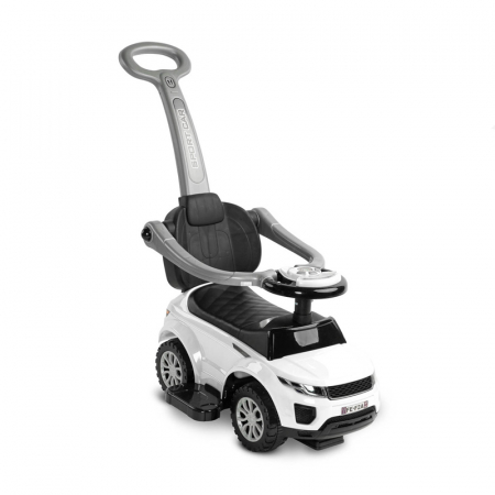 Masinuta copii 3 in 1, cu melodii, maner de impins pentru parinti si bara de protectie Toyz Sport Car 390031, Alb [1]