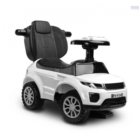 Masinuta copii 3 in 1, cu melodii, maner de impins pentru parinti si bara de protectie Toyz Sport Car 390031, Alb [5]