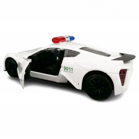 Masinuta de politie din metal cu sunete Midex 032918-A, Alb [2]