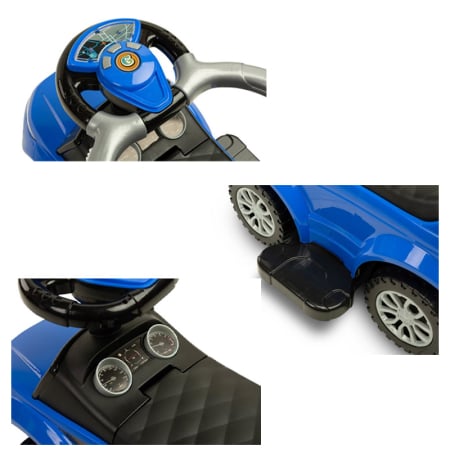 Masinuta copii, 3 in 1, cu maner de impins pentru parinti si bara de protectie, Sport Car Toyz, 390017, Albastru [1]
