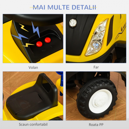 Tractor cu remorca pentru copii Baby Mix HZ-658T, Galben [3]