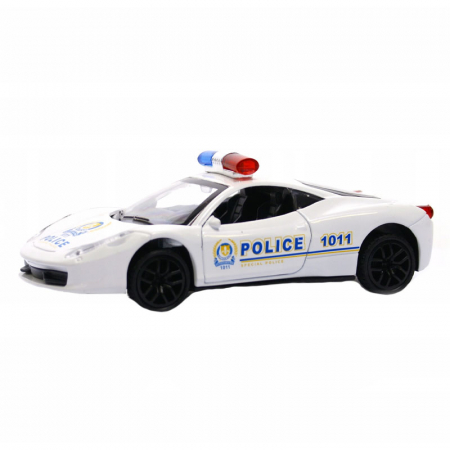 Joaca, activitati si ambalaje - Masinuta de politie din metal cu sunete Midex 032918, Alb