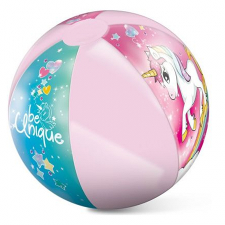Colac de inot - Minge de plaja 50 cm pentru fete unicorn Mondo 16779, Roz