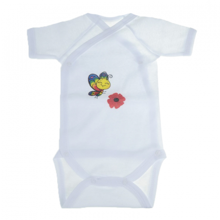 Îmbrăcăminte fete - Body cu maneca scurta pentru fete Mini Bimbi MNN-6, Alb