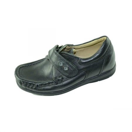 Pantofi cu siret si scai baieti - Mocasini din piele naturala pentru baieti OZCAN KIDS MBOZC1-34, Negru