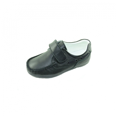 Pantofi cu siret si scai baieti - Mocasini din piele naturala pentru baieti Pinky Pinky PP15-35, Negru