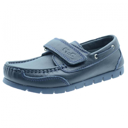 Pantofi cu siret si scai baieti - Mocasini din piele pentru baieti Mini Junior SO-05-30, Bleumarin