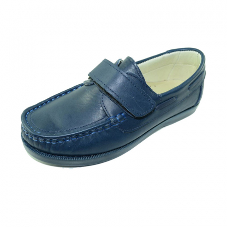 Pantofi cu siret si scai baieti - Mocasini ortopdici din piele pentru baieti Ozcan OZCN1-36, Bleumarin