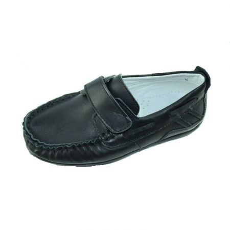 Pantofi cu siret si scai baieti - Mocasini ortopedici din piele pentru baieti PINKY PINKY PPM31-30, Negru