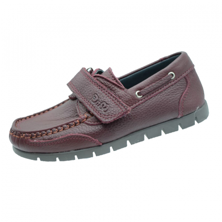 Pantofi cu siret si scai baieti - Mocasini ortopedici din piele pentru baieti Mini Junior INC-4-30, Visiniu