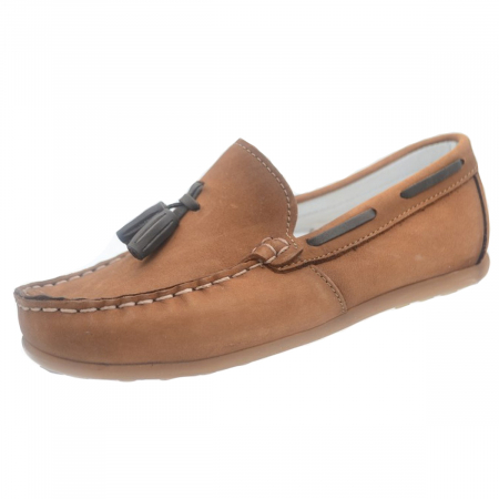 Pantofi cu siret si scai baieti - Mocasini ortopedici din piele pentru baieti Pine Kids PNK4-31, Maro