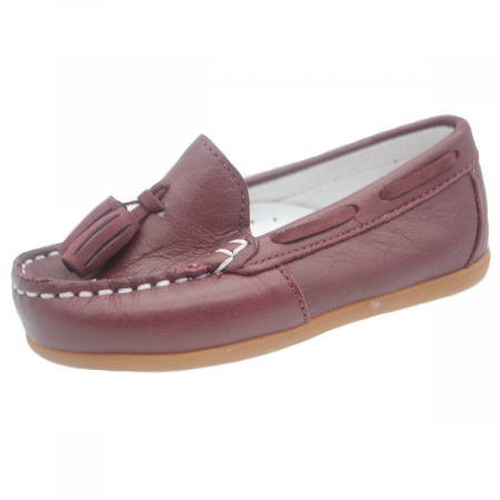 Pantofi cu siret si scai baieti - Mocasini ortopedici din piele pentru baieti Pine Kids PNK7-21, Visiniu