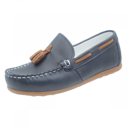 Pantofi cu siret si scai baieti - Mocasini ortopedici din piele pentru baieti Pine Kids PNK1-31, Bleumarin