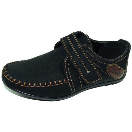 Pantofi cu siret si scai baieti - Mocasini pentru baieti Kellaifeng KLF1642A-3-31, Negru