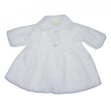 Paltoane - Palton din blanita artificiala pentru fete Mini Junior PLT-MJ3, Alb
