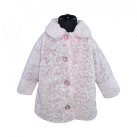 Palton din blana artificiala cu imprimeu animal print pentru fete Mini Junior PLT-MJ6, Roz [2]