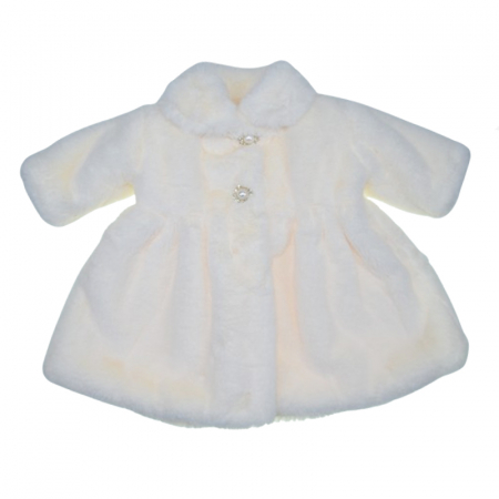 Paltoane - Palton din blanita artificiala pentru fete Mini Junior PLT-MJ4, Crem