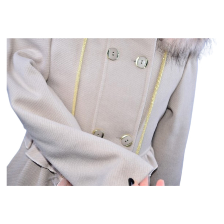 Palton elegant cu gentuta, pentru fete, Mini Junior PLT2810C-134, Crem [4]