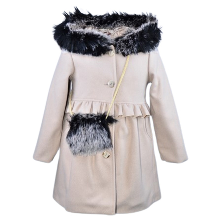 Îmbrăcăminte fete - Palton elegant cu gentuta, pentru fete, Mini Junior PLT2810C2-92, Crem