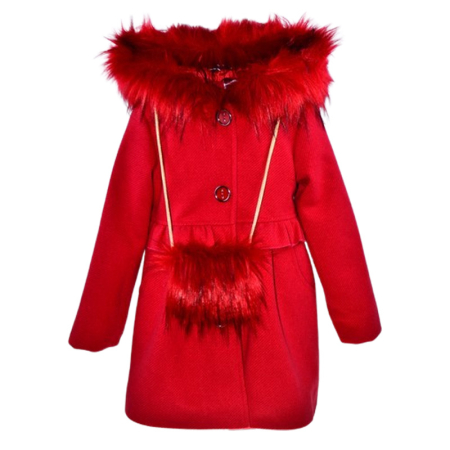 Îmbrăcăminte fete - Palton elegant cu gentuta, pentru fete, Mini Junior PLT2810R2-92, Rosu