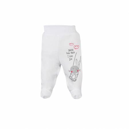 Pantaloni cu botosei - Pantaloni cu botosei pentru fete Koala Hustawka 06-514_68 cm, Alb