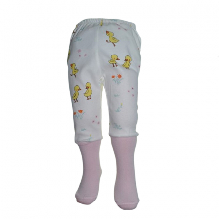 Pantaloni cu botosei - Pantaloni cu botosei pentru fete Mini Junior PNT-MJ11, Alb