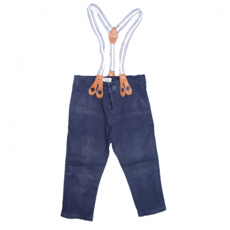 Pantaloni - Pantaloni cu bretele pentru baieti Vitamins Baby PTL-05, Bleumarin