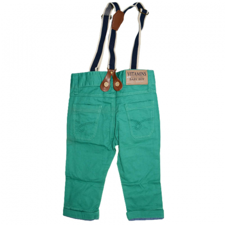 Pantaloni cu bretele pentru baieti Vitamins Baby KZ-04, Verde [1]