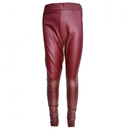 Pantaloni si colanti fete - Pantaloni eleganti din piele ecologica pentru fete New Collection C091223-R, Rosu