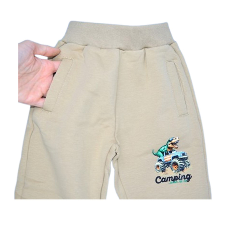 Pantaloni sport captusiti cu fleece, pentru baieti, Happy House WB-3552C, Crem [1]