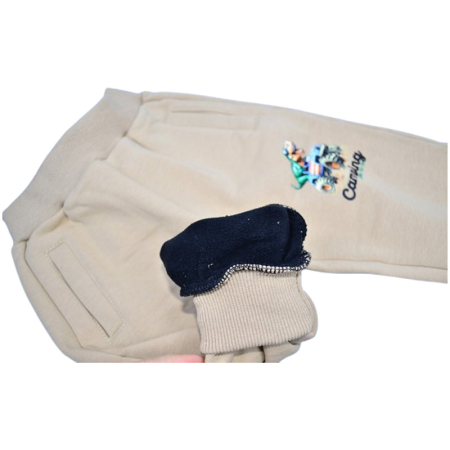 Pantaloni sport captusiti cu fleece, pentru baieti, Happy House WB-3552C, Crem [3]