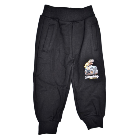 Pantaloni sport baieti - Pantaloni sport captusiti cu fleece, pentru baieti, Happy House WB-3552N, Negru