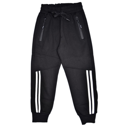 Pantaloni sport baieti - Pantaloni sport captusiti cu fleece pentru baieti, Happy House WB-3561N-8, Negru