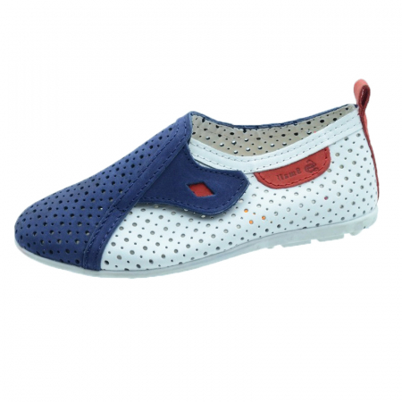 Pantofi cu siret si scai baieti - Pantofi ortopedici din piele pentru baieti Small Foot SMF-01-29, Multicolor