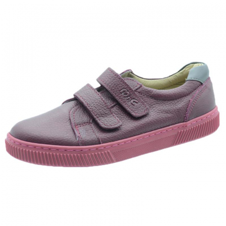 Pantofi cu siret si scai baieti - Pantofi din piele pentru copii Mini Junior SO-06-35, Visiniu