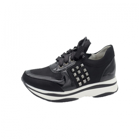 Pantofi cu siret si scai fete - Pantofi pentru fete Bessky YJ8650-1-35, Negru
