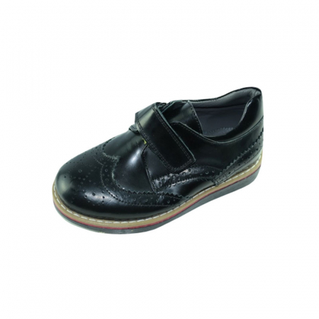 Pantofi cu siret si scai fete - Pantofi ortopedici din piele pentru copii Pinky Pinky BGF65-31, Negru