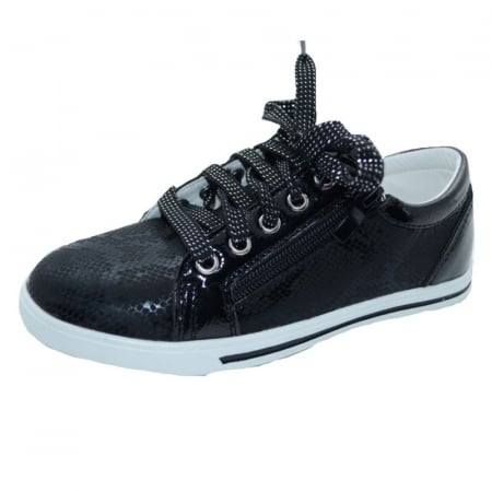 Pantofi cu siret si scai fete - Pantofi pentru fete Clibee F-597N-31, Negru